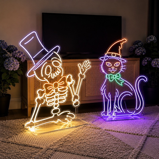 Oversized Neon 3D Halloween Statues