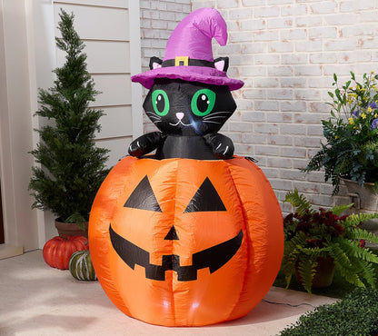 Inflatable Peek-A-Boo Cat Jack-O-Lantern