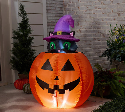 Inflatable Peek-A-Boo Cat Jack-O-Lantern
