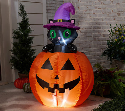 Inflatable Peek-A-Boo Cat Jack-O-Lantern
