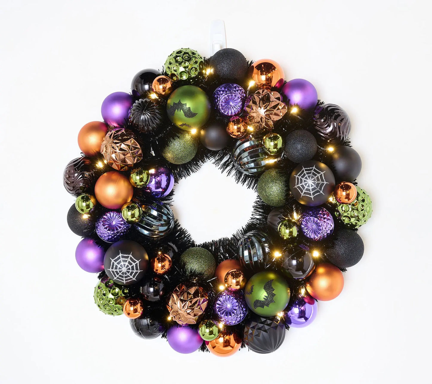 Lit Shatterproof Ornament Halloween Wreath