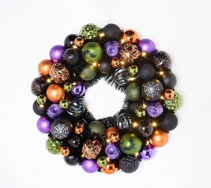 Lit Shatterproof Ornament Halloween Wreath