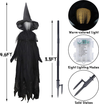 Lighted Halloween Witch Stakes (Set of 3)