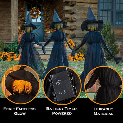 Lighted Halloween Witch Stakes (Set of 3)